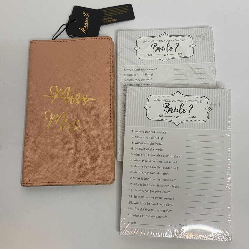 Mona B | Pink MRS. Passport Travel Book | How Well Do You Know The Bride 2 Sets - Picture 7 of 7